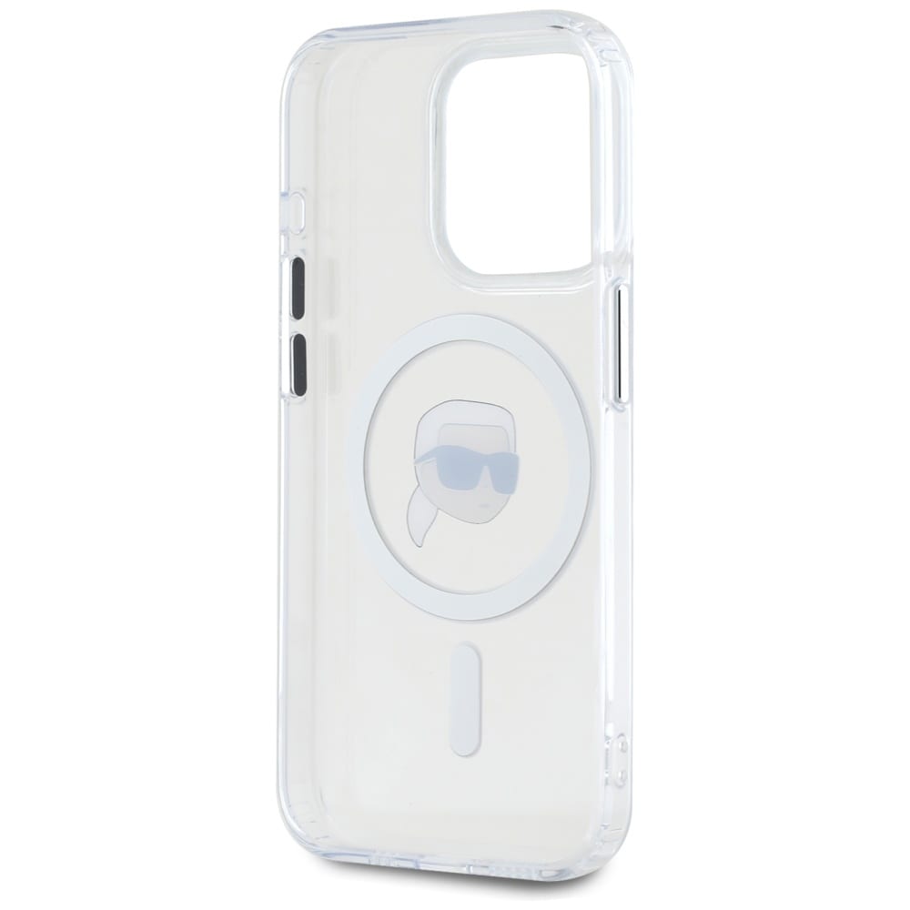 Karl Lagerfeld IML Metal Karl Head MagSafe-etui til iPhone 15 Pro Hvid
