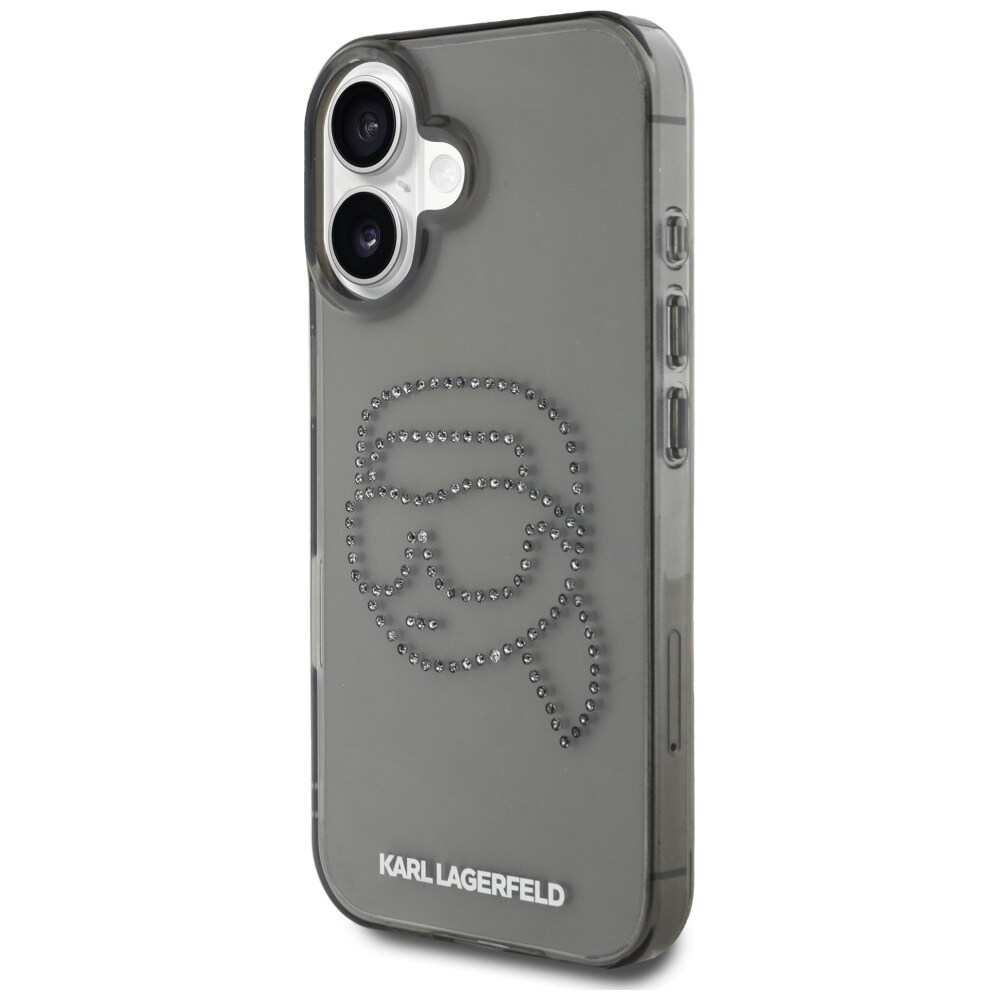 Karl Lagerfeld IML Rhinestones Karl Head Case til iPhone 16 Sort