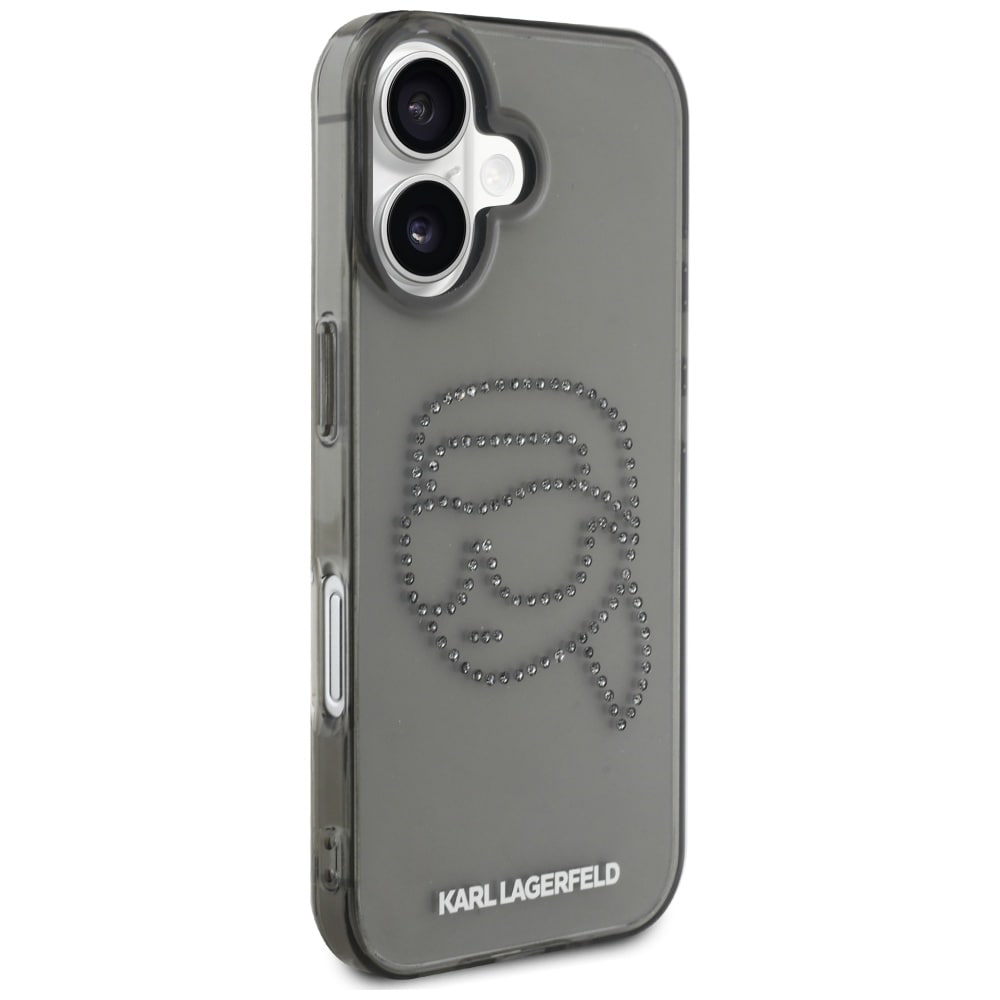 Karl Lagerfeld IML Rhinestones Karl Head Case til iPhone 16 Sort