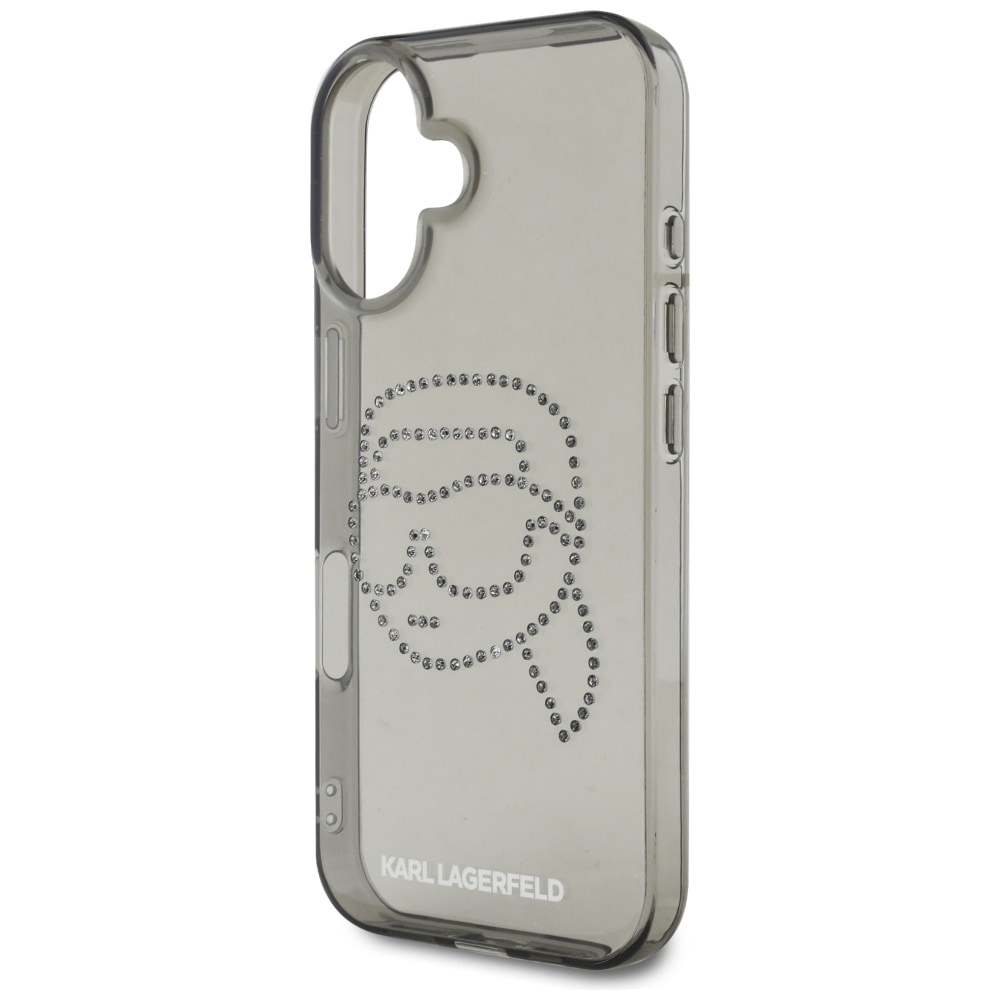 Karl Lagerfeld IML Rhinestones Karl Head Case til iPhone 16 Sort