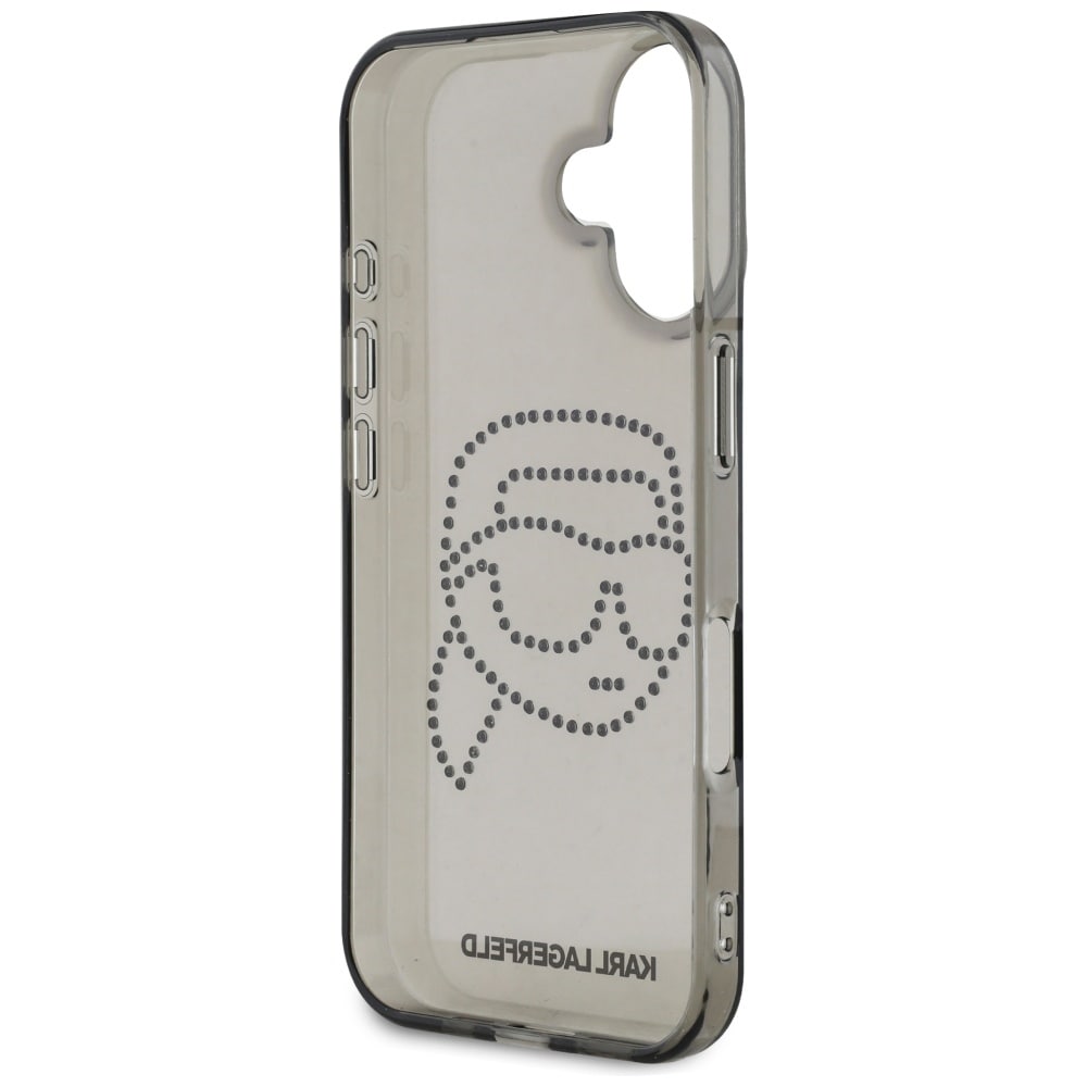 Karl Lagerfeld IML Rhinestones Karl Head Case til iPhone 16 Sort