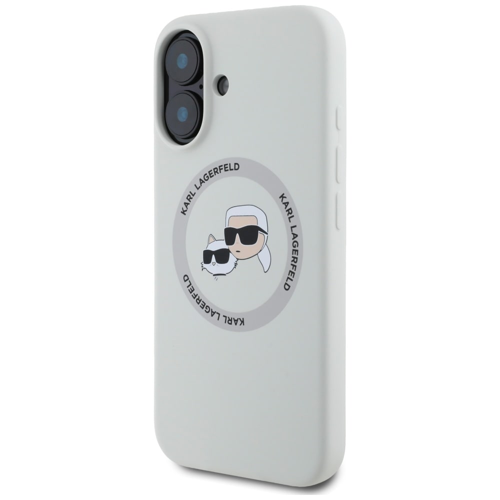 Karl Lagerfeld Silicone Double Heads And Circle MagSafe-etui til iPhone 16 beige