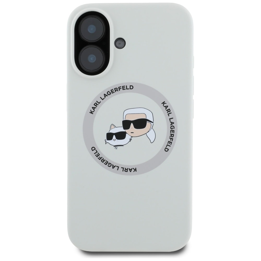 Karl Lagerfeld Silicone Double Heads And Circle MagSafe-etui til iPhone 16 beige
