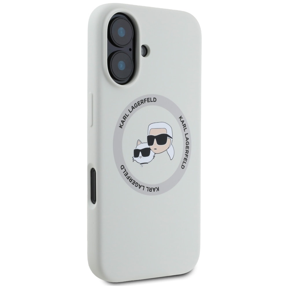 Karl Lagerfeld Silicone Double Heads And Circle MagSafe-etui til iPhone 16 beige