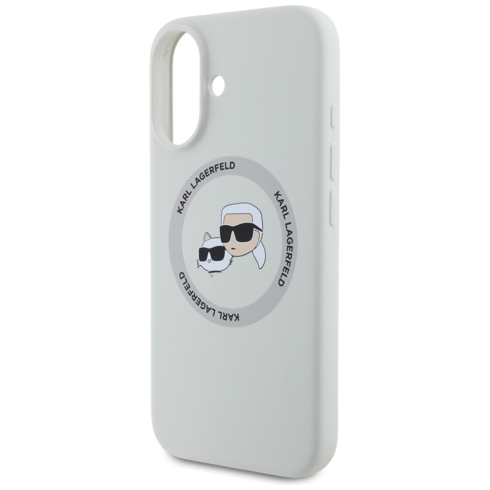 Karl Lagerfeld Silicone Double Heads And Circle MagSafe-etui til iPhone 16 beige