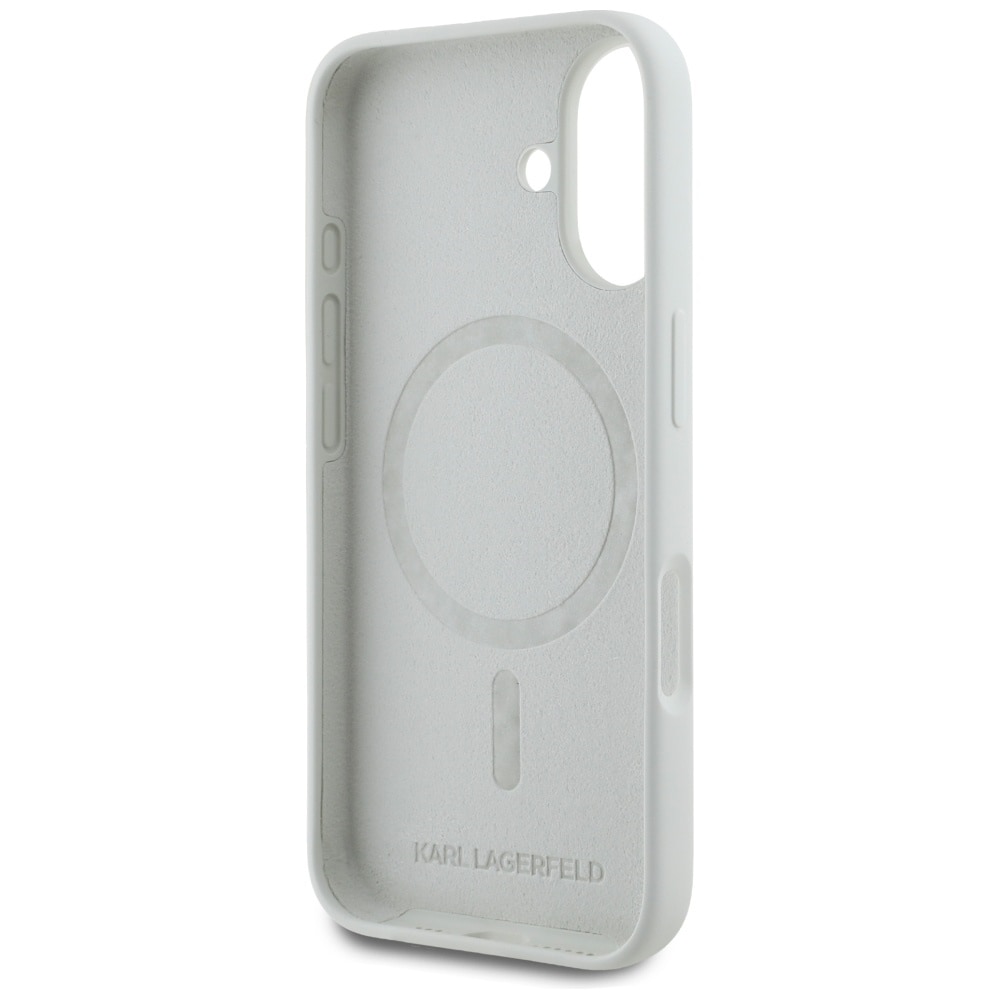 Karl Lagerfeld Silicone Double Heads And Circle MagSafe-etui til iPhone 16 beige