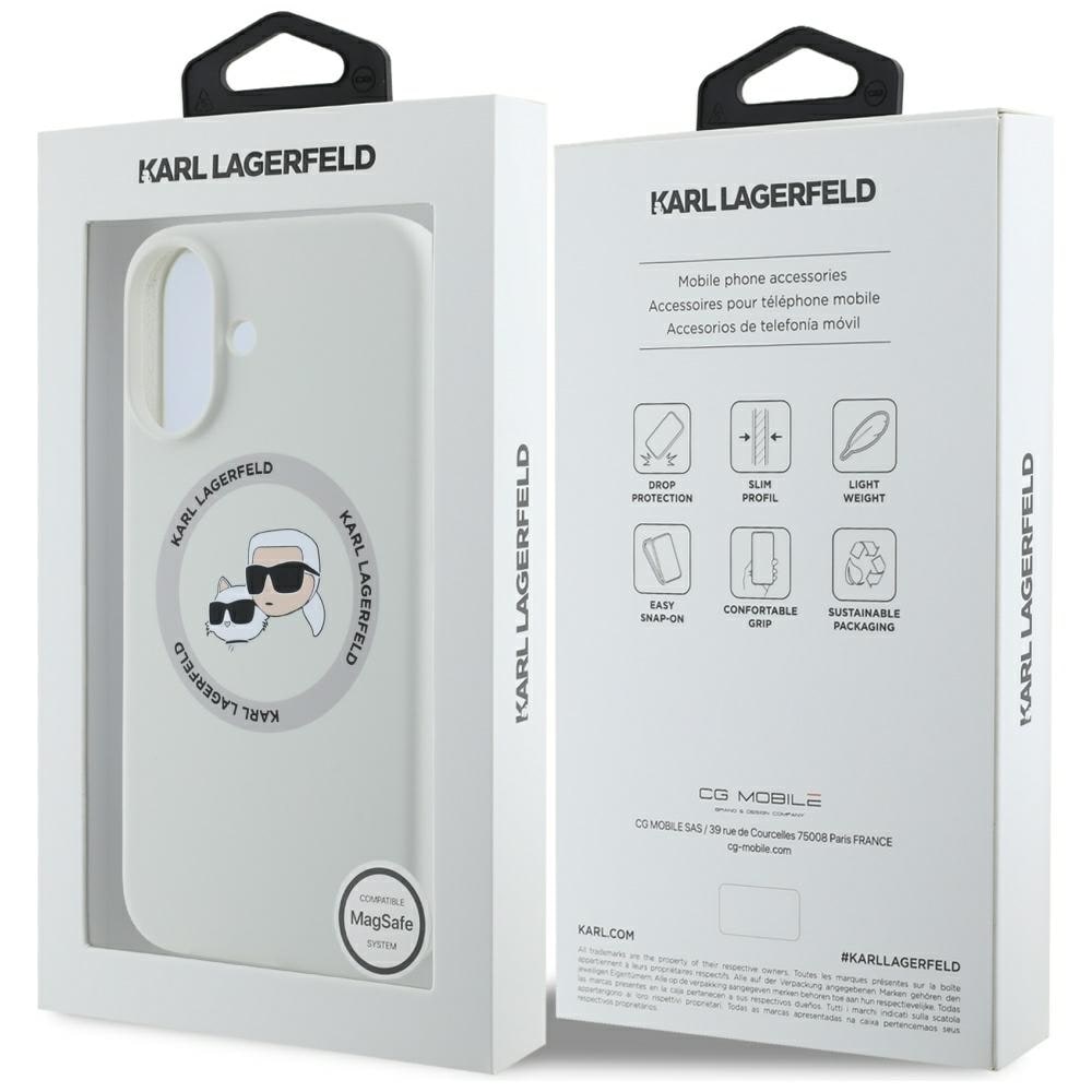 Karl Lagerfeld Silicone Double Heads And Circle MagSafe-etui til iPhone 16 beige