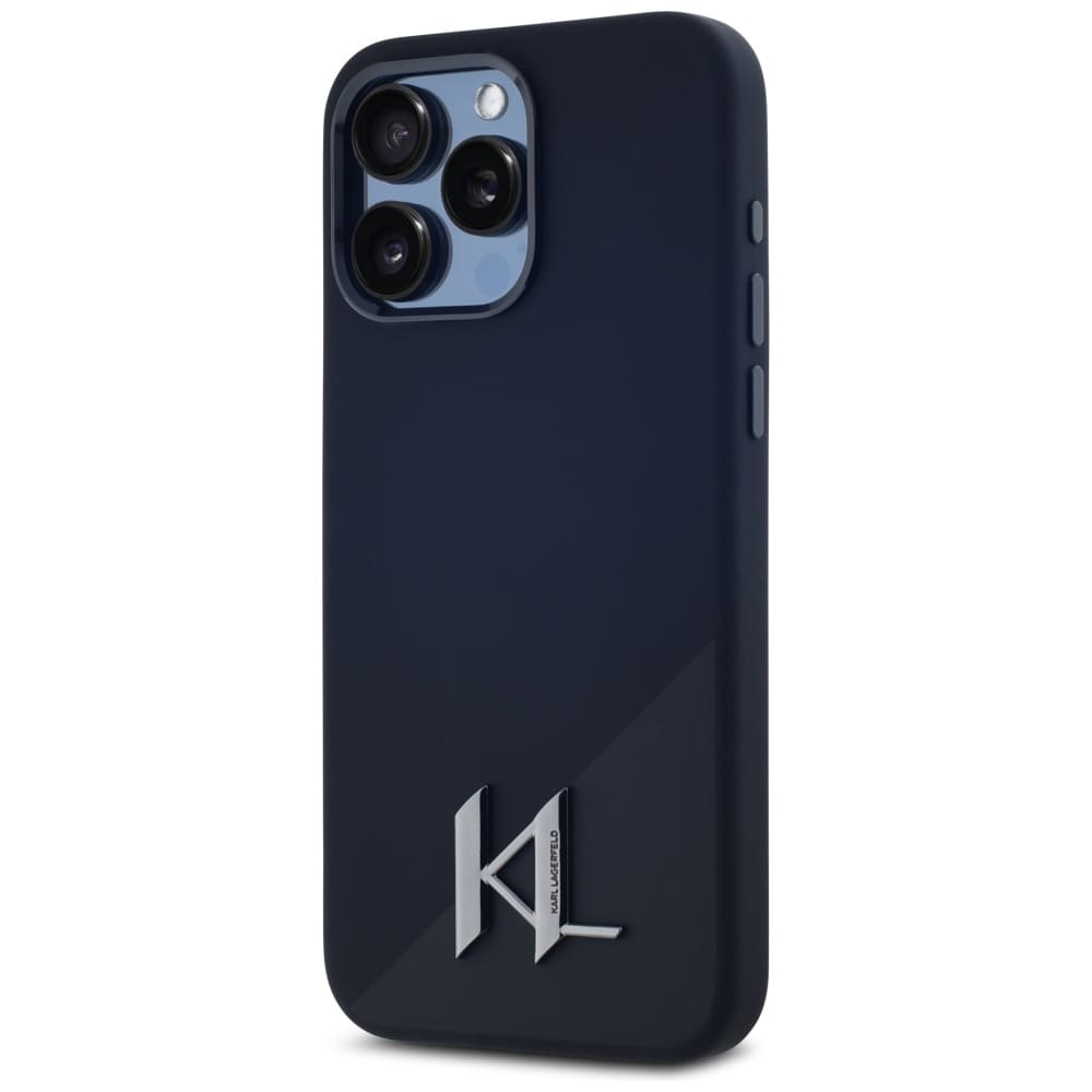 Karl Lagerfeld Silikone Shadow Metal Initial MagSafe-etui til iPhone 15 Pro Sort