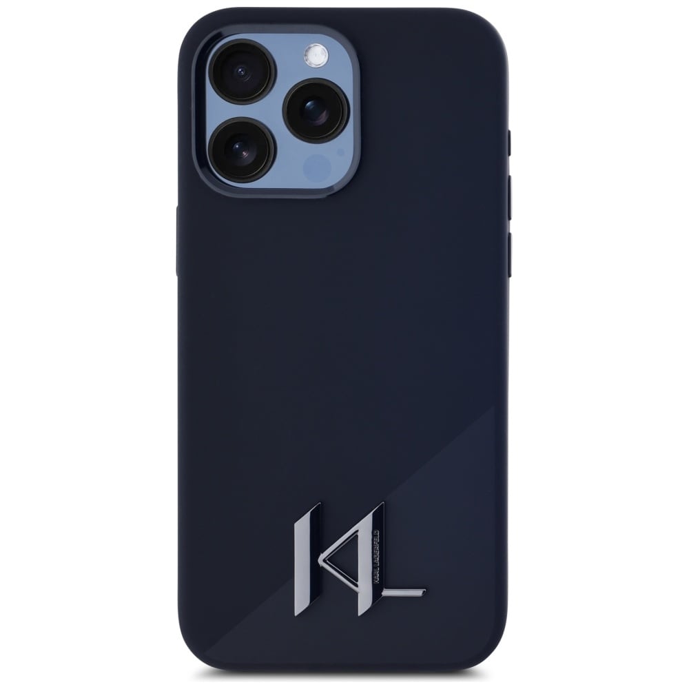 Karl Lagerfeld Silikone Shadow Metal Initial MagSafe-etui til iPhone 15 Pro Sort