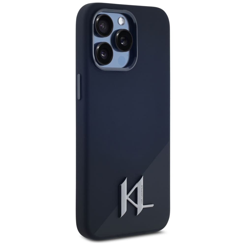 Karl Lagerfeld Silikone Shadow Metal Initial MagSafe-etui til iPhone 15 Pro Sort