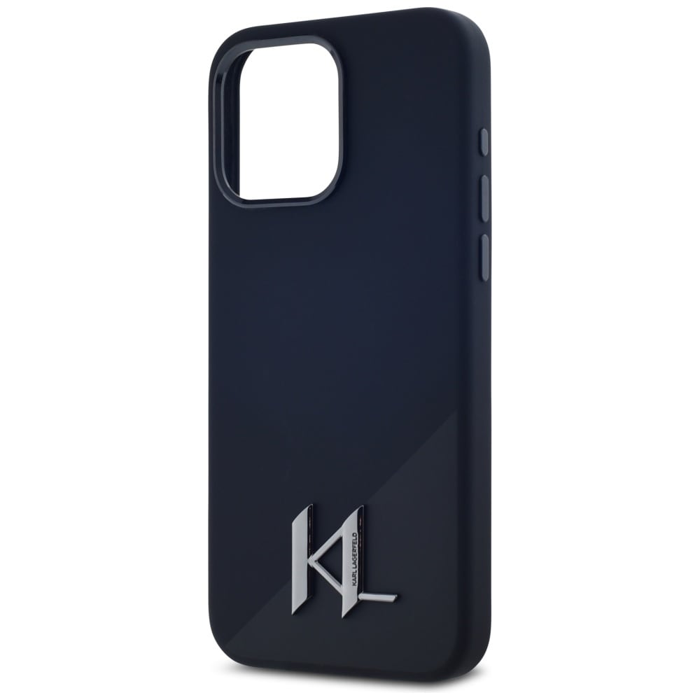 Karl Lagerfeld Silikone Shadow Metal Initial MagSafe-etui til iPhone 15 Pro Sort