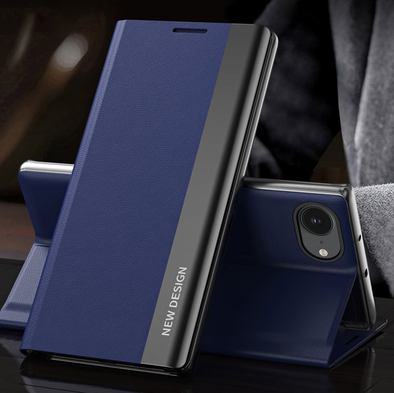 Sleep Case Pro til iPhone 16e med flip og stativ - Blå