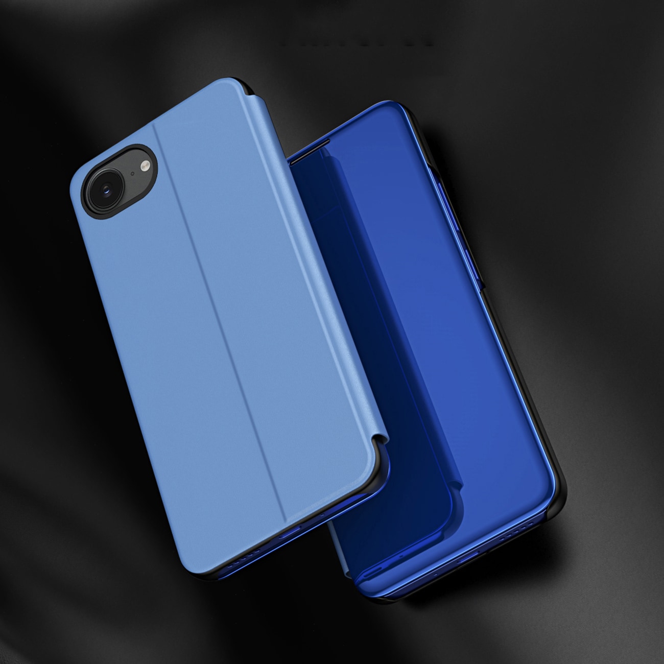 Clear View-etui til iPhone 16e Flip Cover - Blå