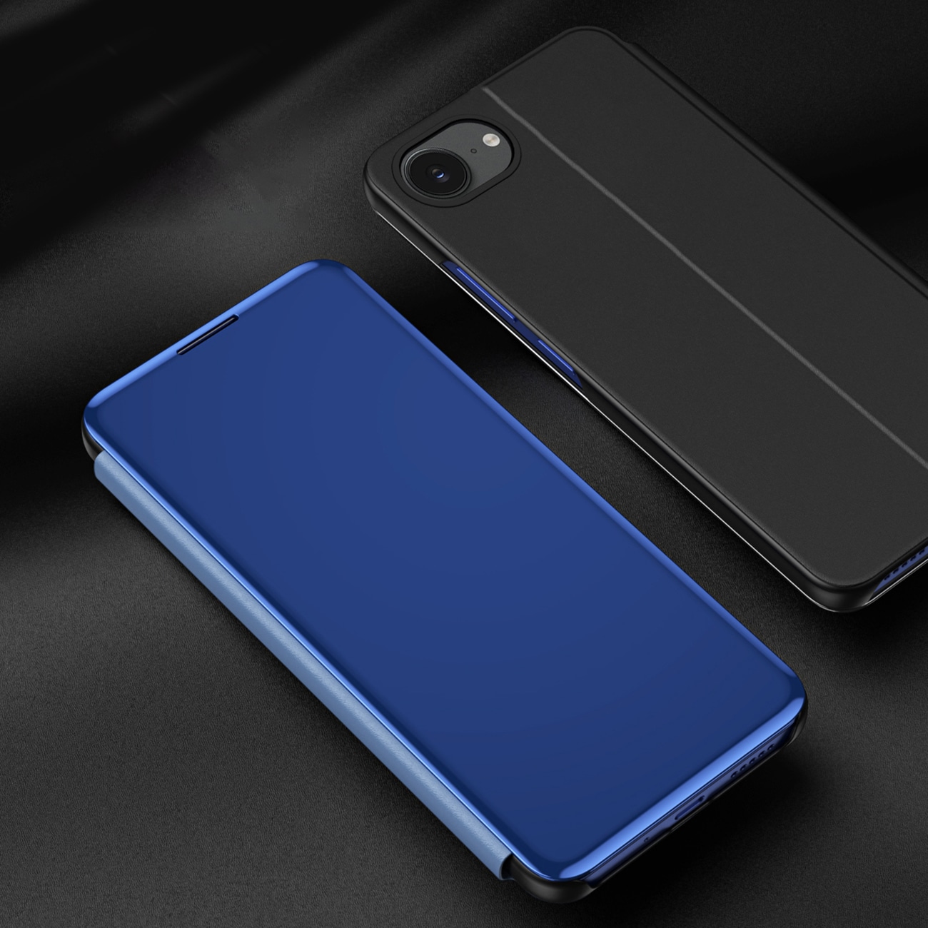 Clear View-etui til iPhone 16e Flip Cover - Blå