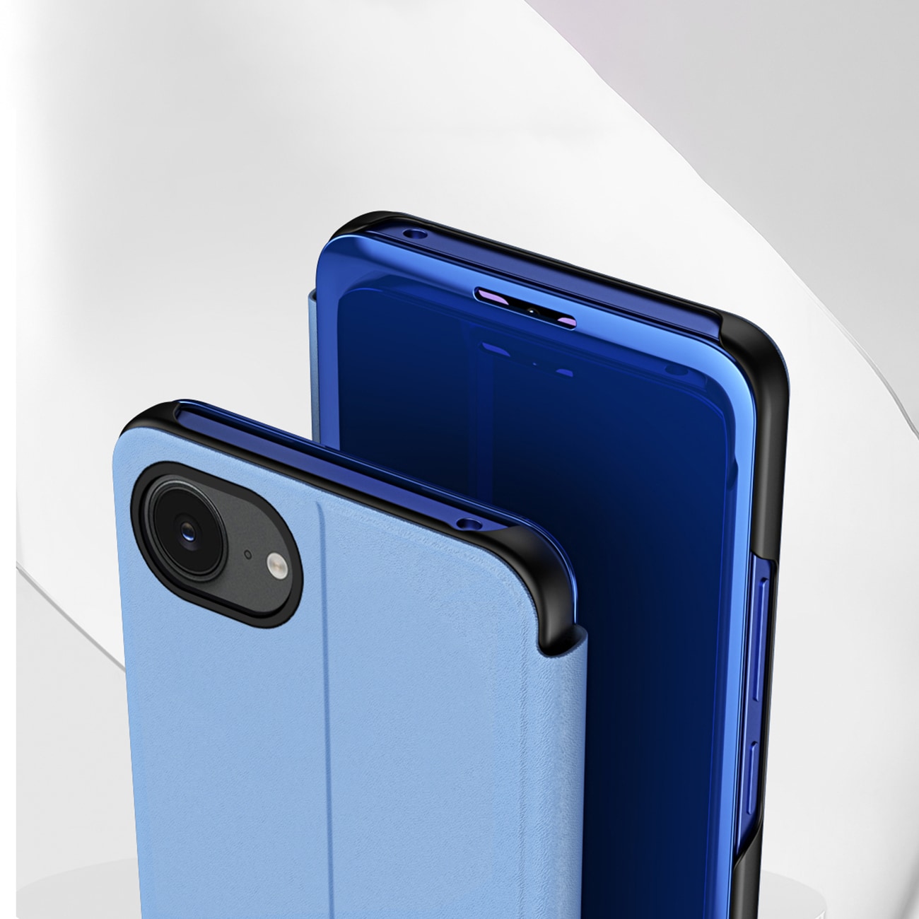 Clear View-etui til iPhone 16e Flip Cover - Blå