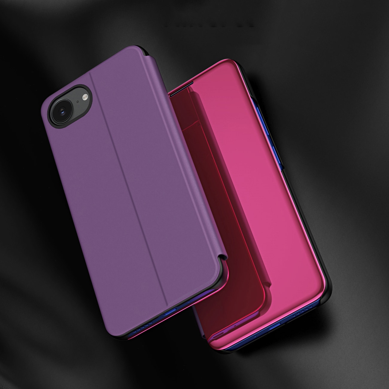 Clear View-etui til iPhone 16e Flip Cover - Pink