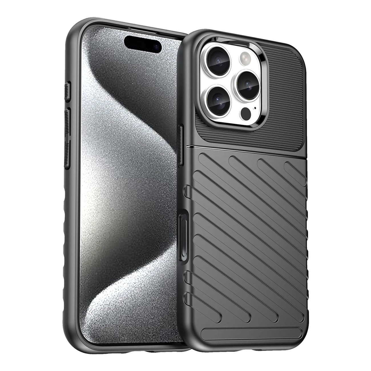 Thunder Case til iPhone 16e pansret silikone cover - sort