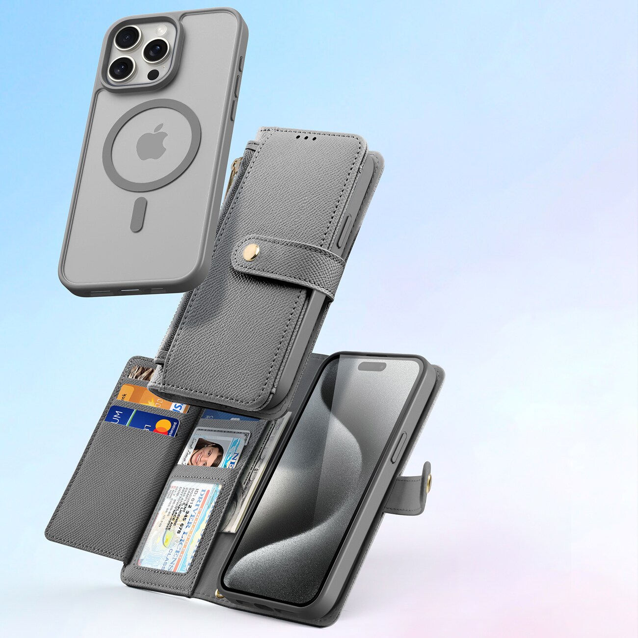 Dux Ducis Lawa læderetui til iPhone 15 Pro - grå