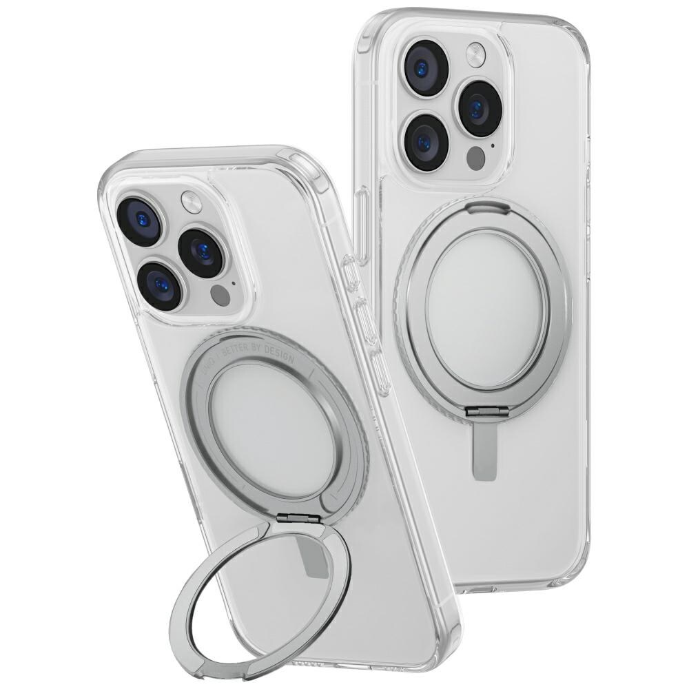 Uniq Swivix 360 roterende kickstand-etui til iPhone 16 Pro - gennemsigtig