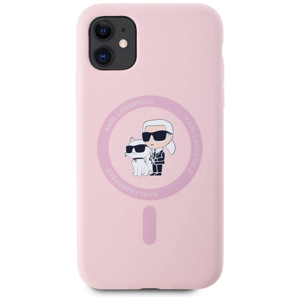 Karl Lagerfeld Silikone Karl&Choupette MagSafe iPhone 11 Etui - Pink