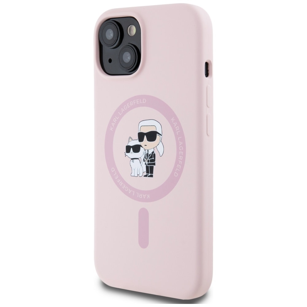 Karl Lagerfeld silikone Karl&Choupette MagSafe iPhone 15 Plus-etui - Pink