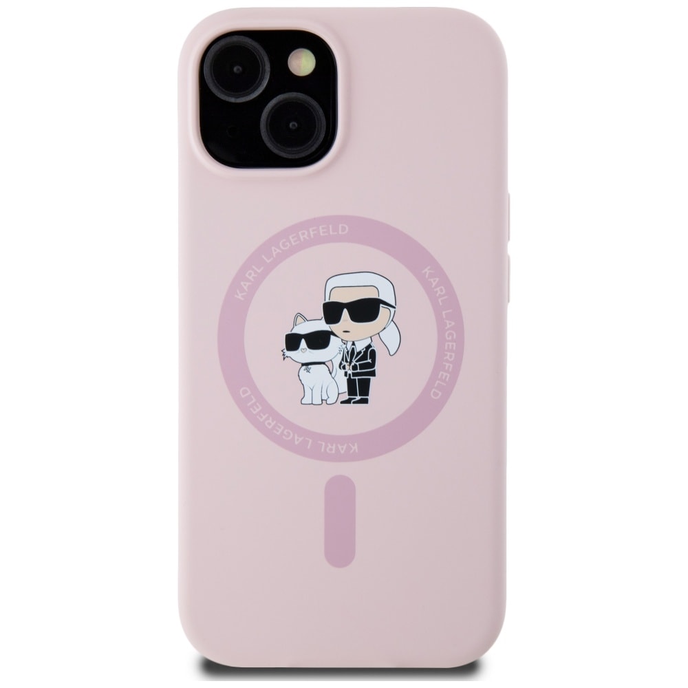 Karl Lagerfeld silikone Karl&Choupette MagSafe iPhone 15 Plus-etui - Pink