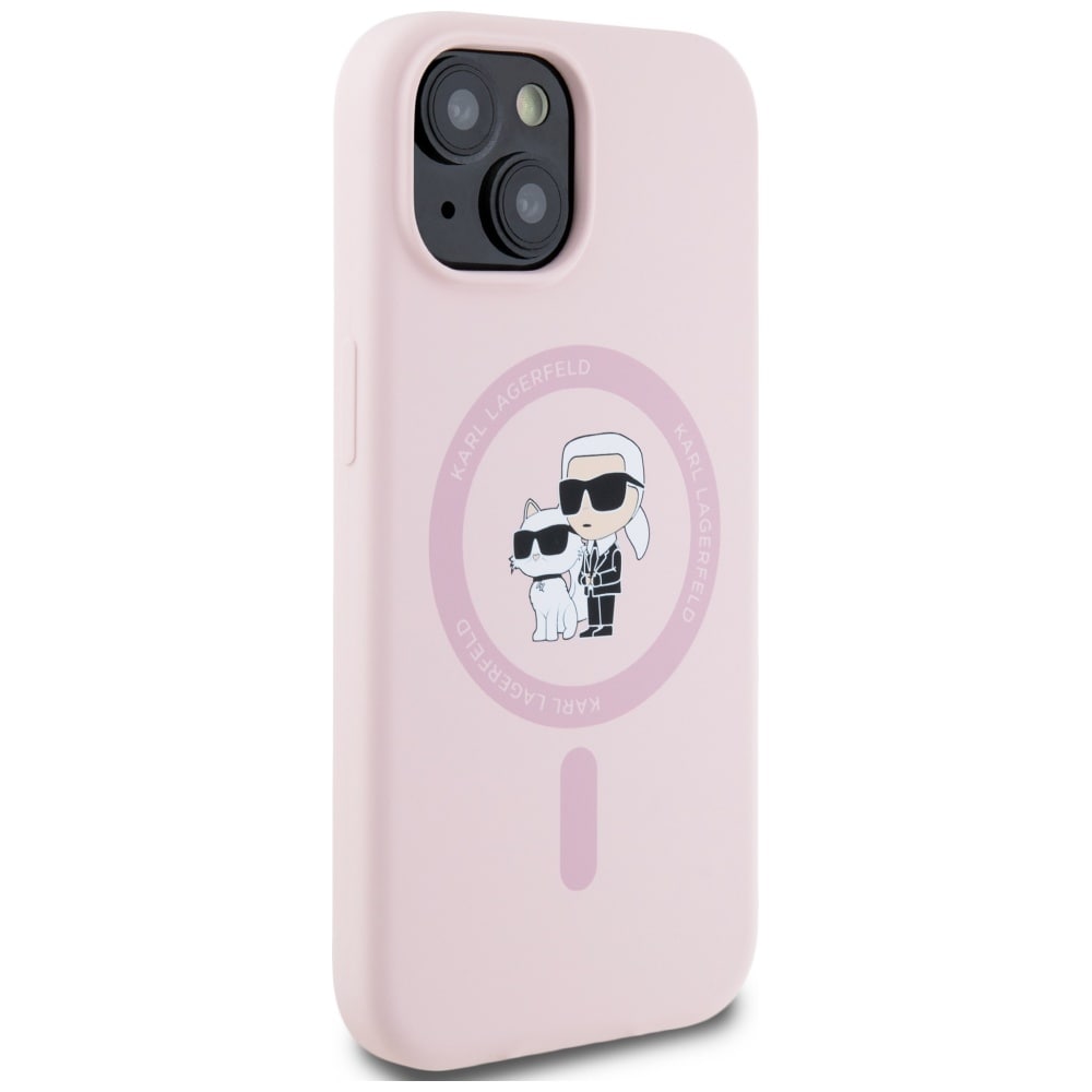 Karl Lagerfeld silikone Karl&Choupette MagSafe iPhone 15 Plus-etui - Pink