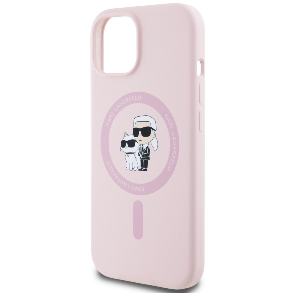 Karl Lagerfeld silikone Karl&Choupette MagSafe iPhone 15 Plus-etui - Pink
