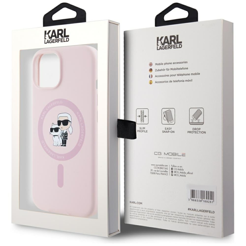 Karl Lagerfeld silikone Karl&Choupette MagSafe iPhone 15 Plus-etui - Pink