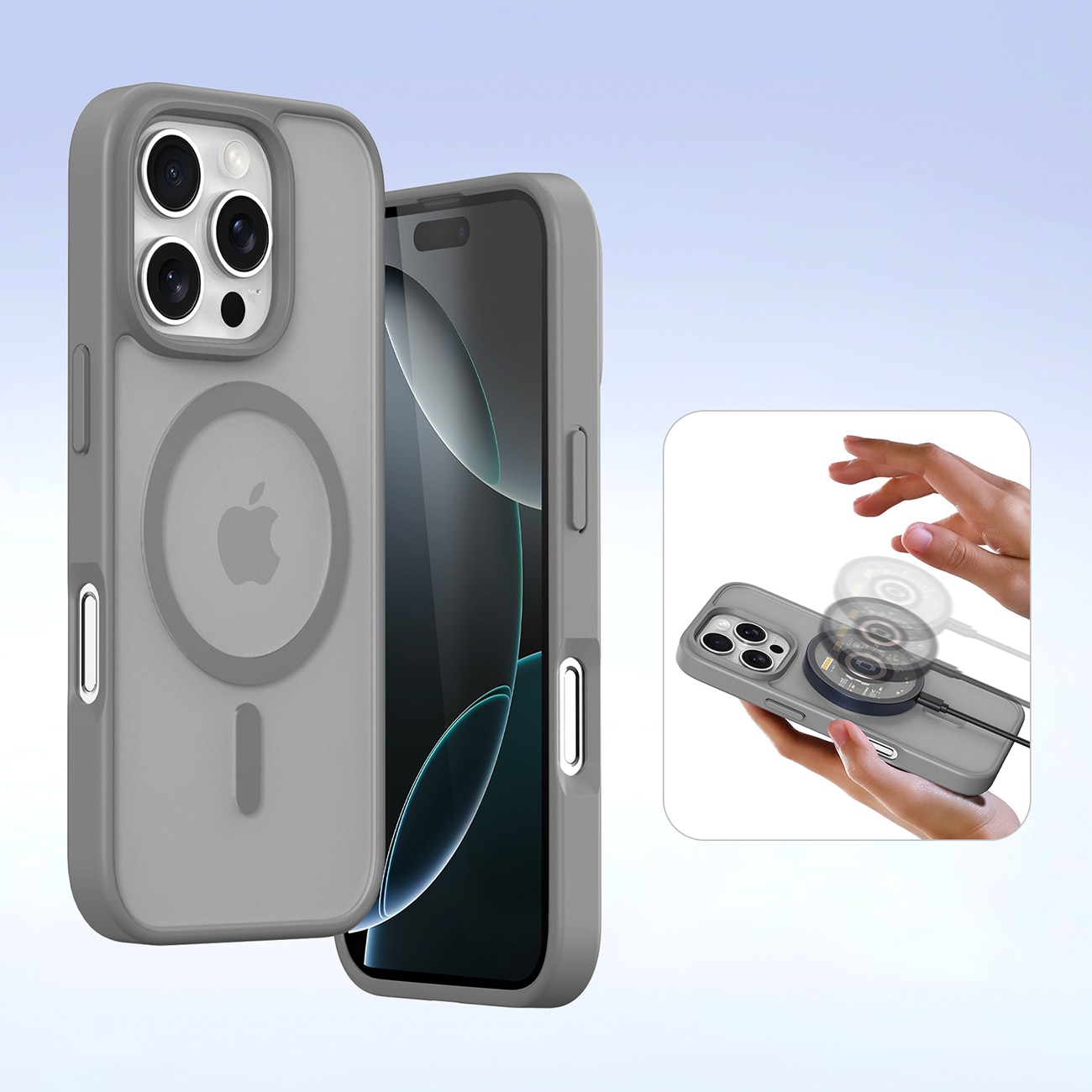 Dux Ducis Lawa iPhone 16 Pro læderetui med aftagelig magnetisk tegnebog - grå