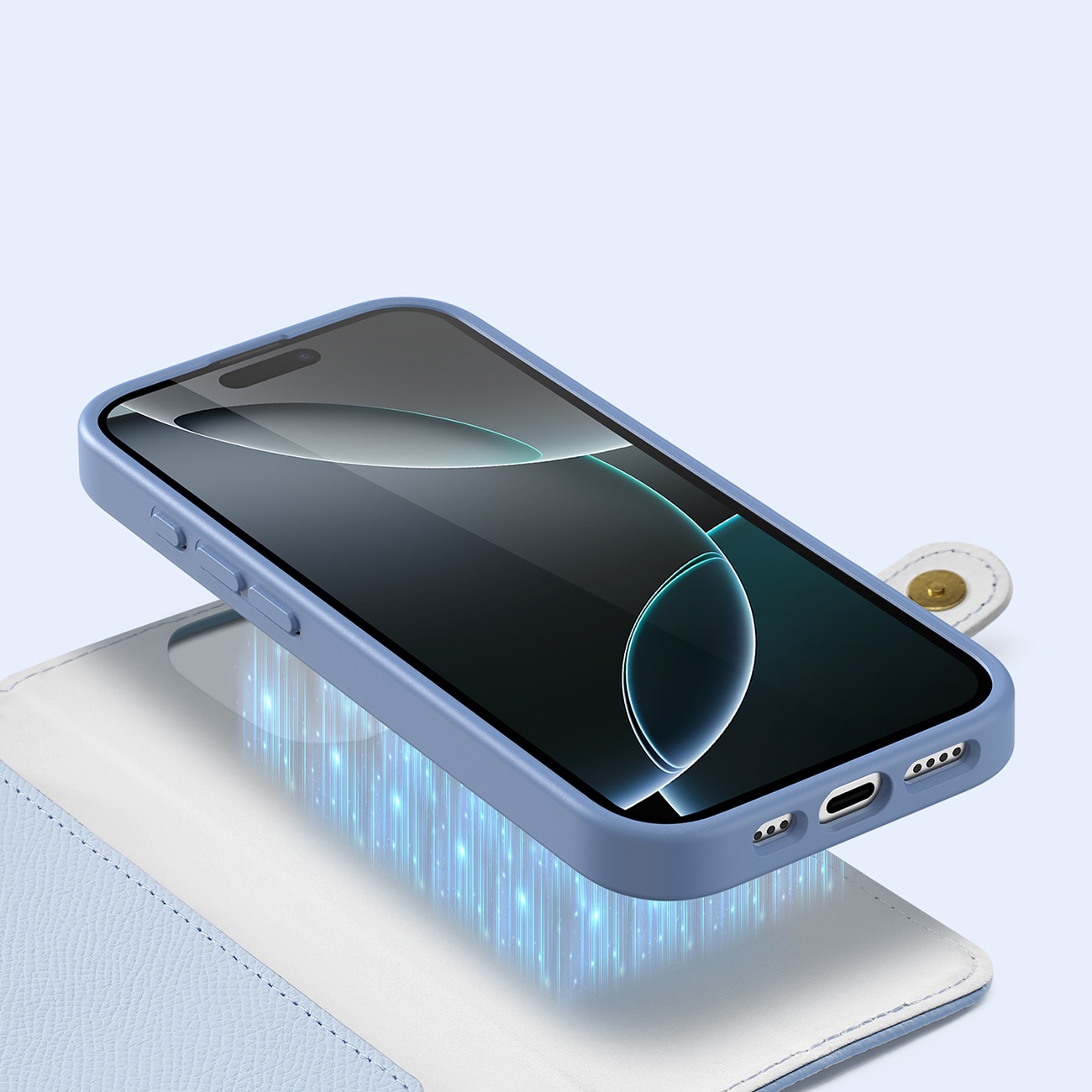 Dux Ducis Lawa læderetui til iPhone 16 Pro Max med aftagelig magnetisk tegnebog - Blå