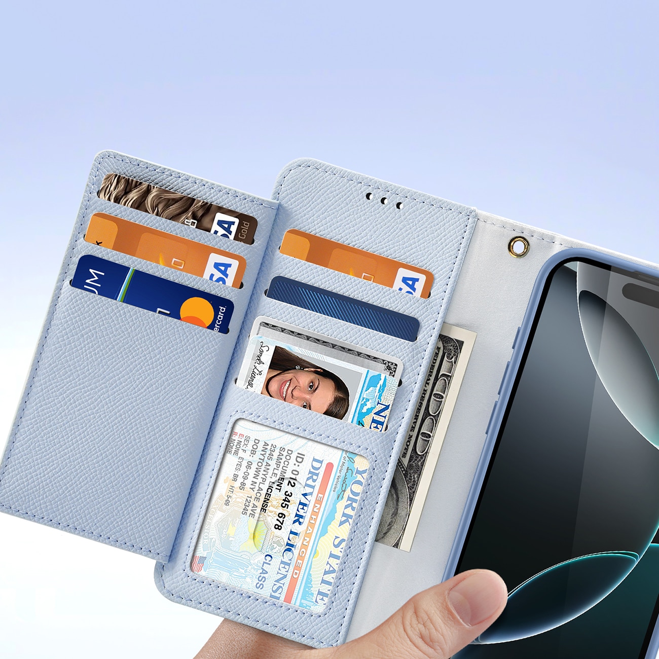 Dux Ducis Lawa læderetui til iPhone 16 Pro Max med aftagelig magnetisk tegnebog - Blå
