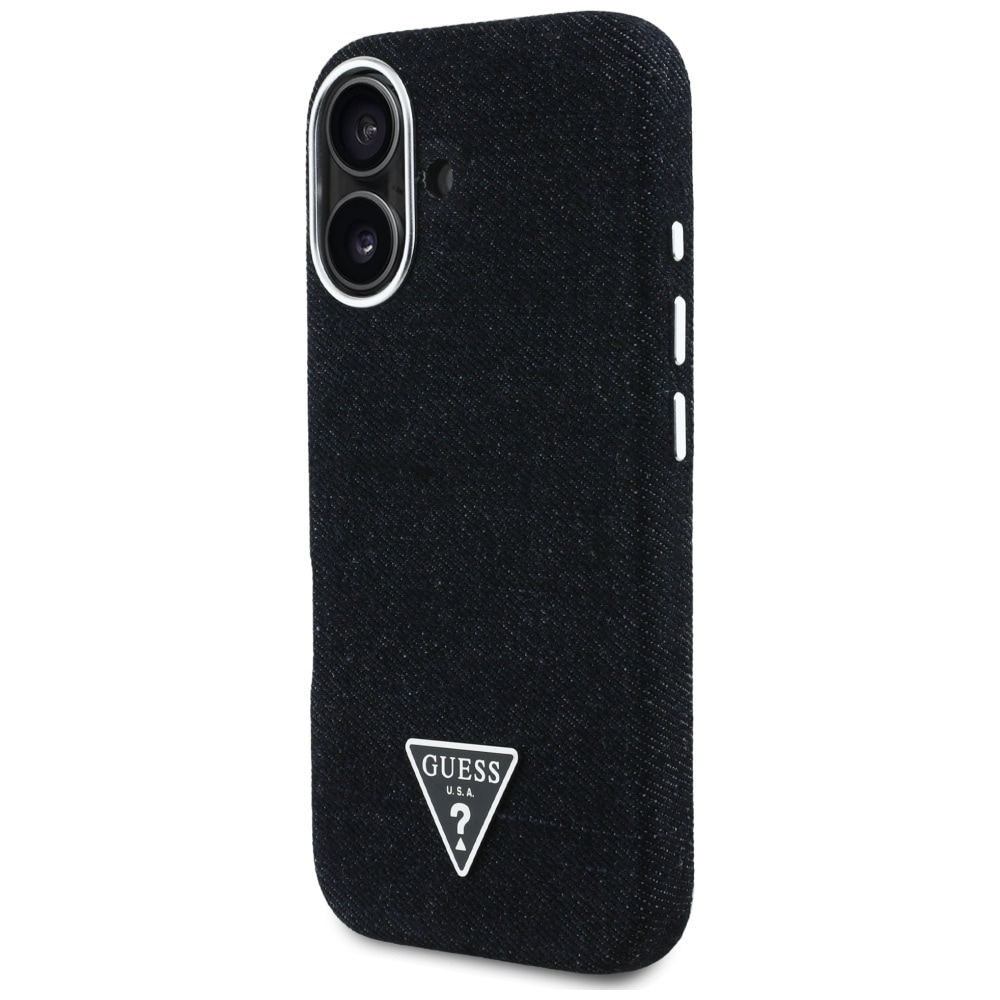 Guess Denim Triangle Logo MagSafe-etui til iPhone 16 - sort