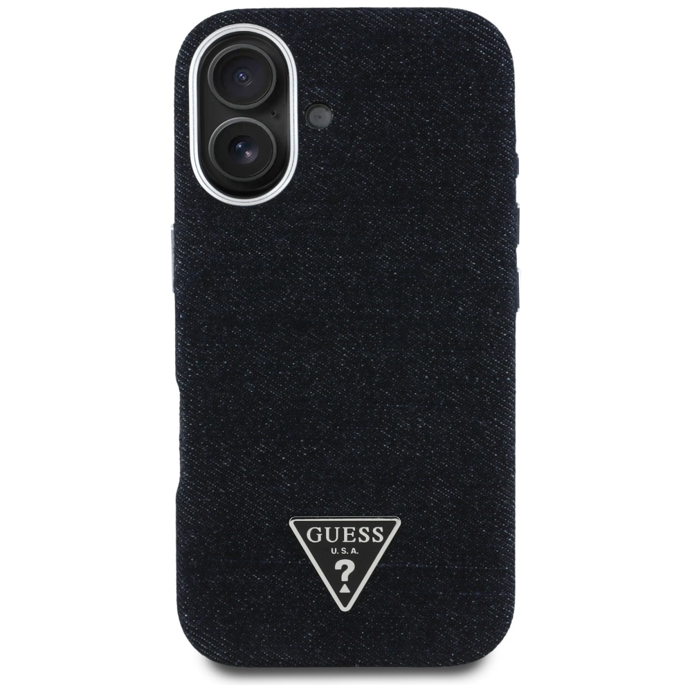 Guess Denim Triangle Logo MagSafe-etui til iPhone 16 - sort