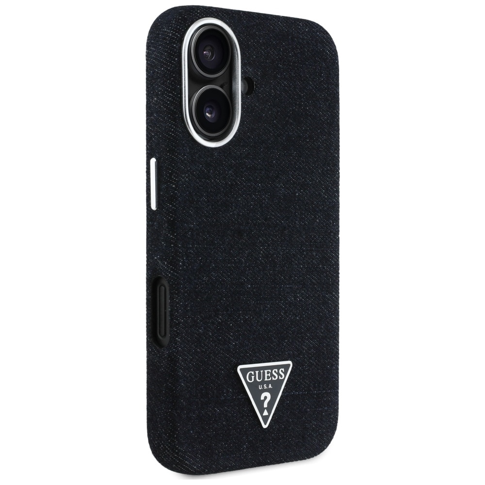 Guess Denim Triangle Logo MagSafe-etui til iPhone 16 - sort