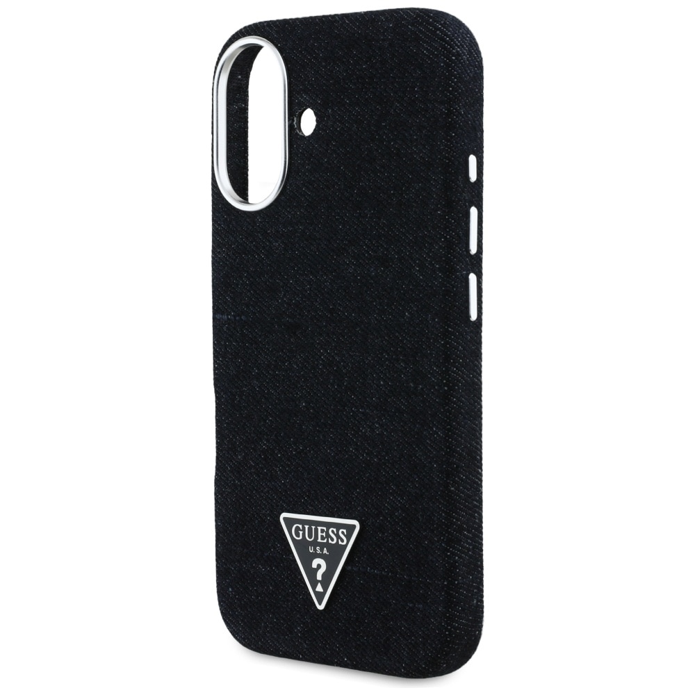 Guess Denim Triangle Logo MagSafe-etui til iPhone 16 - sort