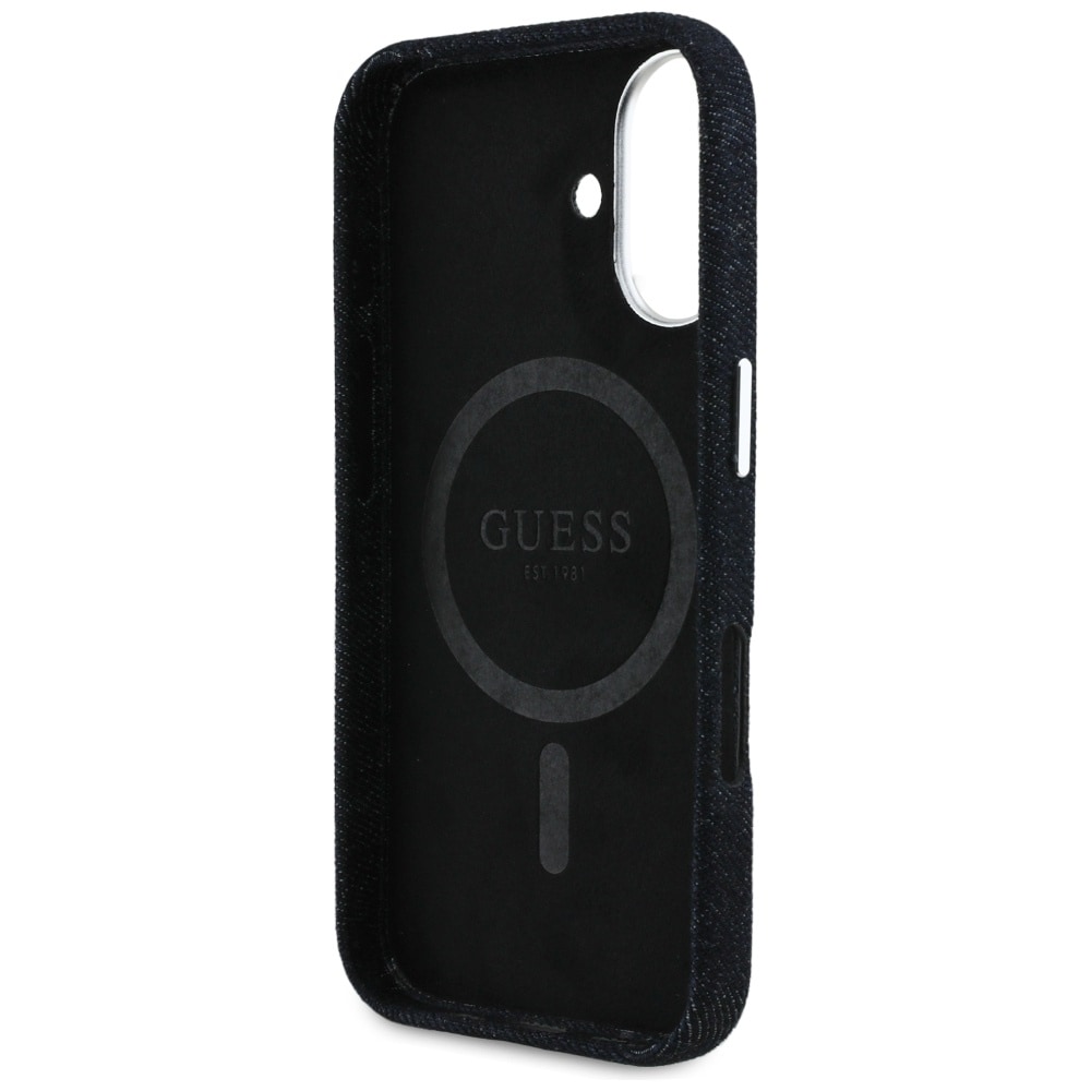 Guess Denim Triangle Logo MagSafe-etui til iPhone 16 - sort