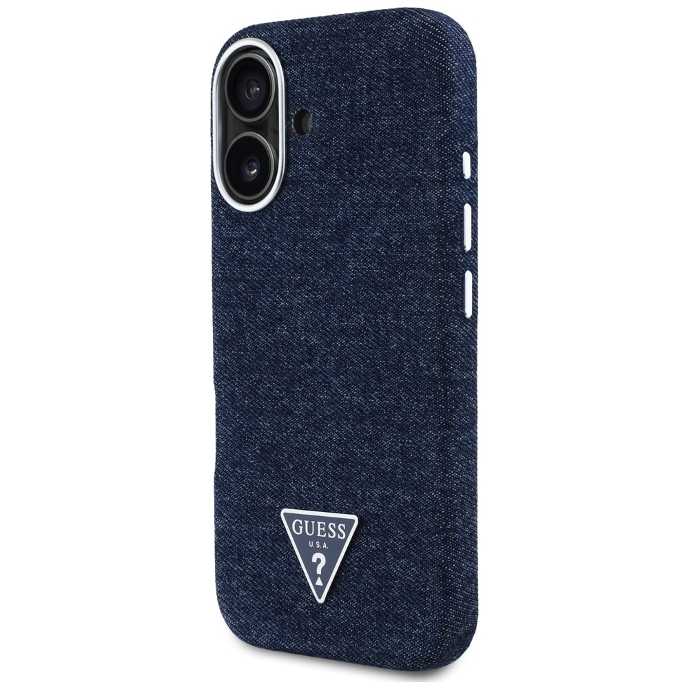 Guess Denim Triangle Logo MagSafe iPhone 16 Etui - Blå