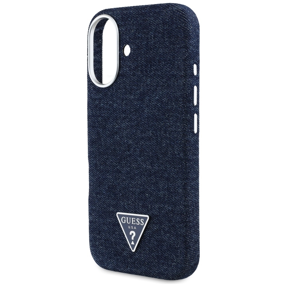 Guess Denim Triangle Logo MagSafe iPhone 16 Etui - Blå