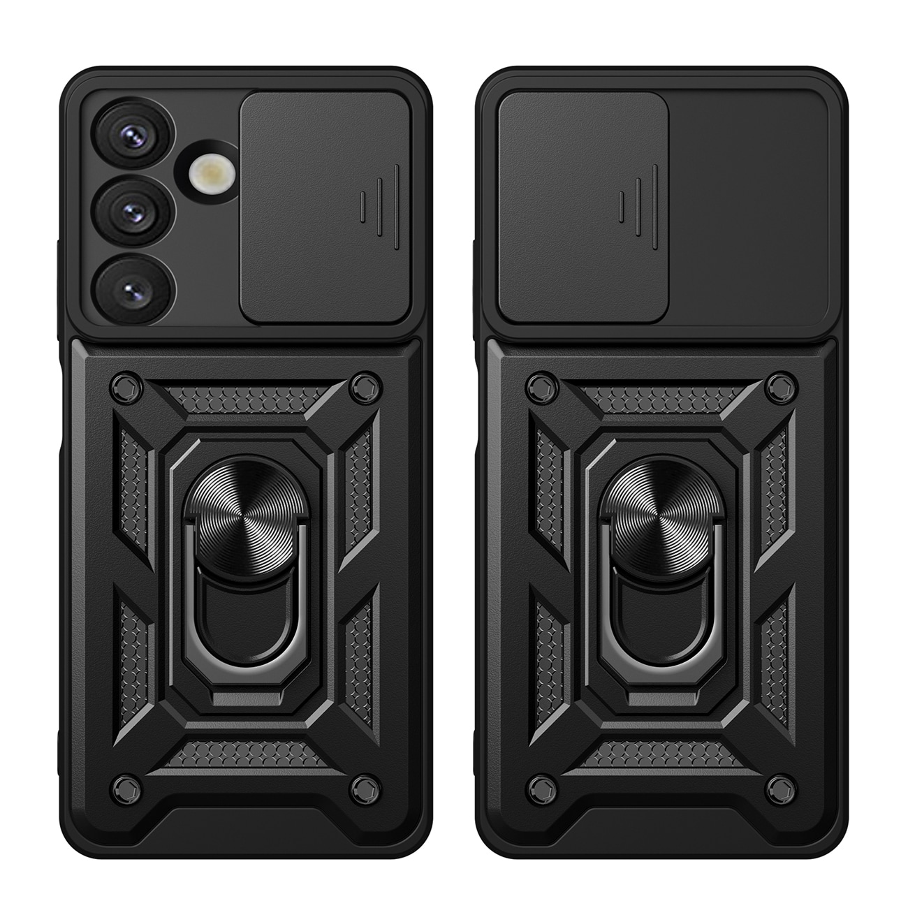 Hybrid Armor Camshield panseret etui med stativ og kameradæksel til Vivo V50 Lite 4G - Sort