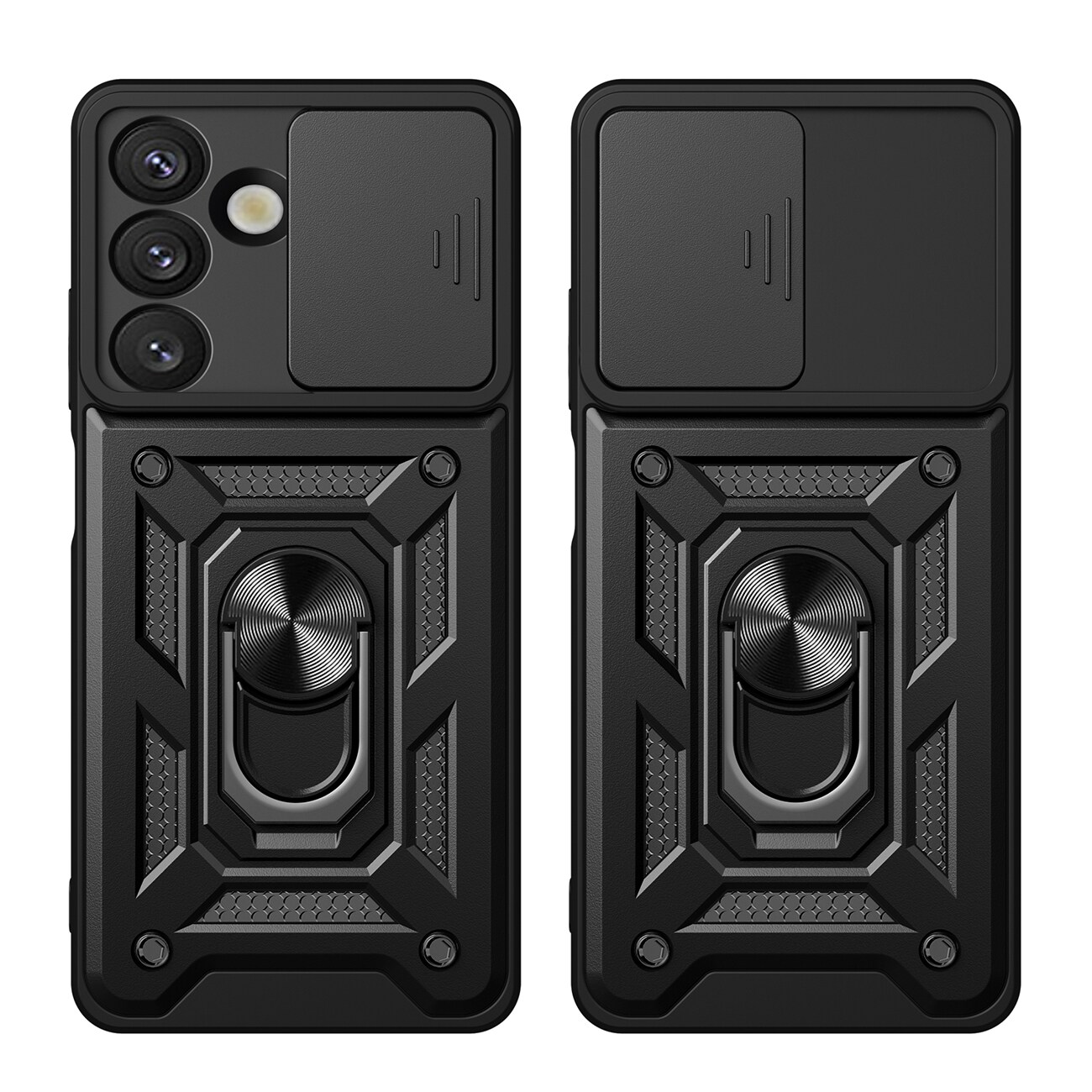 Hybrid Armor Camshield-etui med stativ og kameradæksel til Infinix Note 50 Pro 4G - Sort