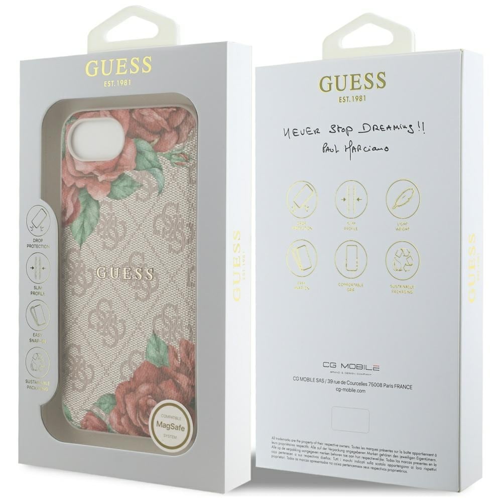 Guess 4G Blomster Print MagSafe iPhone 16e Etui - Pink