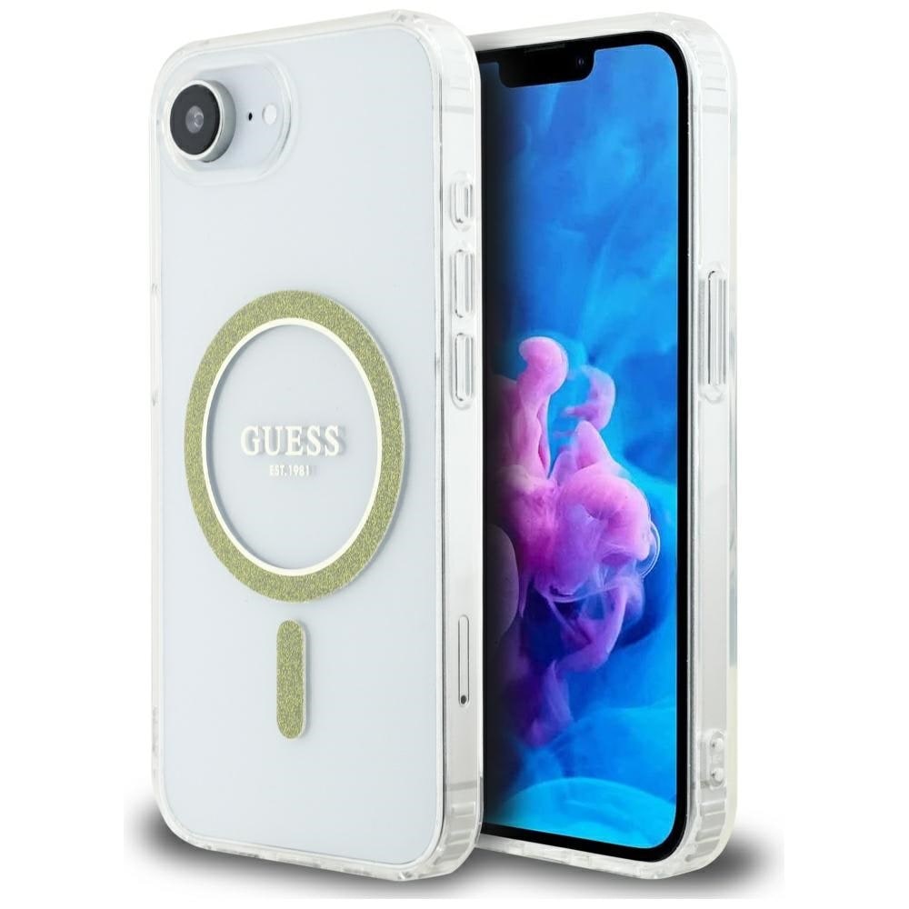 Guess IML Glitter Circle MagSafe iPhone 16e-etui - klart