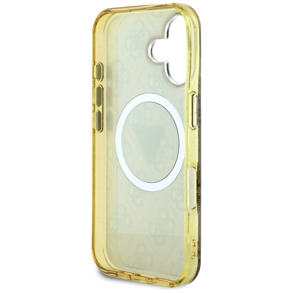 Guess IML Metal Glitter 4G Circle Triangle MagSafe-etui til iPhone 16 - Brun