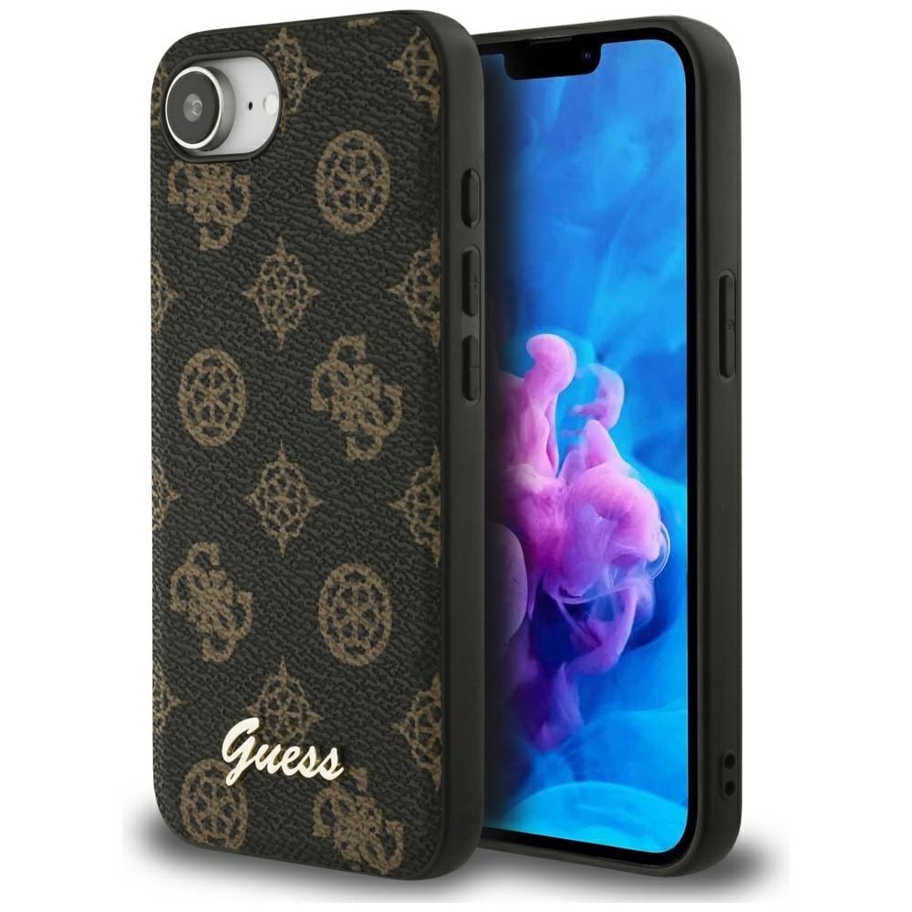 Guess Peony Script Logo MagSafe iPhone 16e Etui Sort