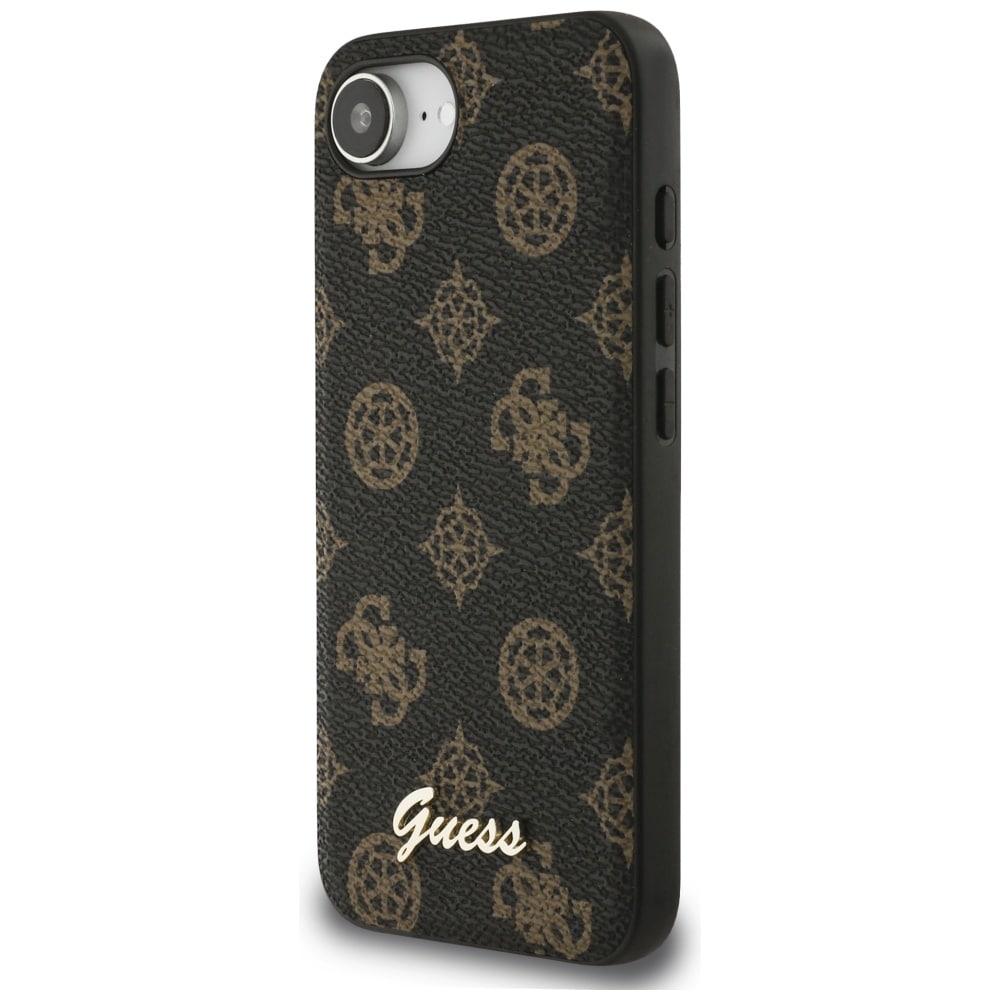 Guess Peony Script Logo MagSafe iPhone 16e Etui Sort
