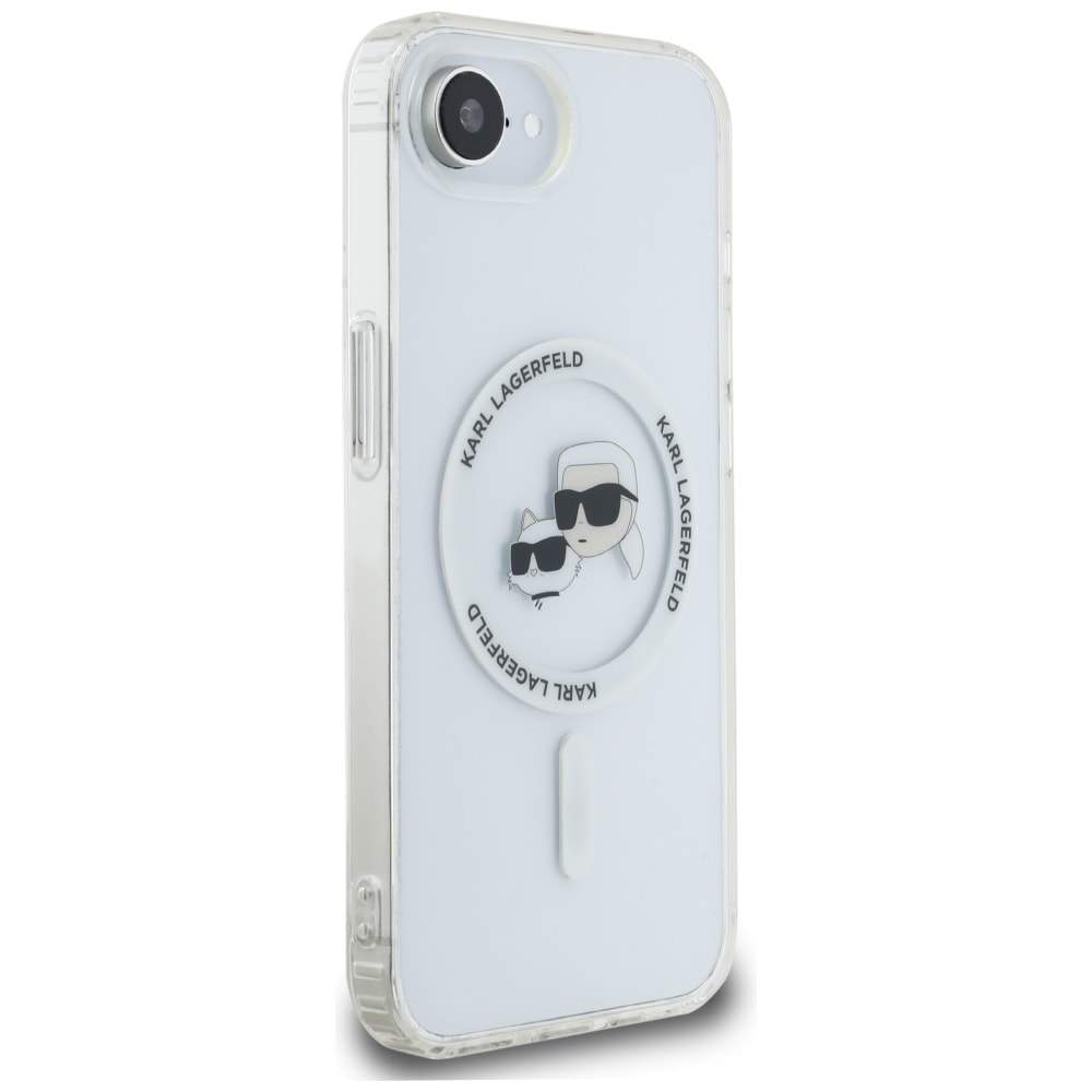 Karl Lagerfeld IML Metal Karl & Choupette Heads MagSafe iPhone 16e Etui - Hvid