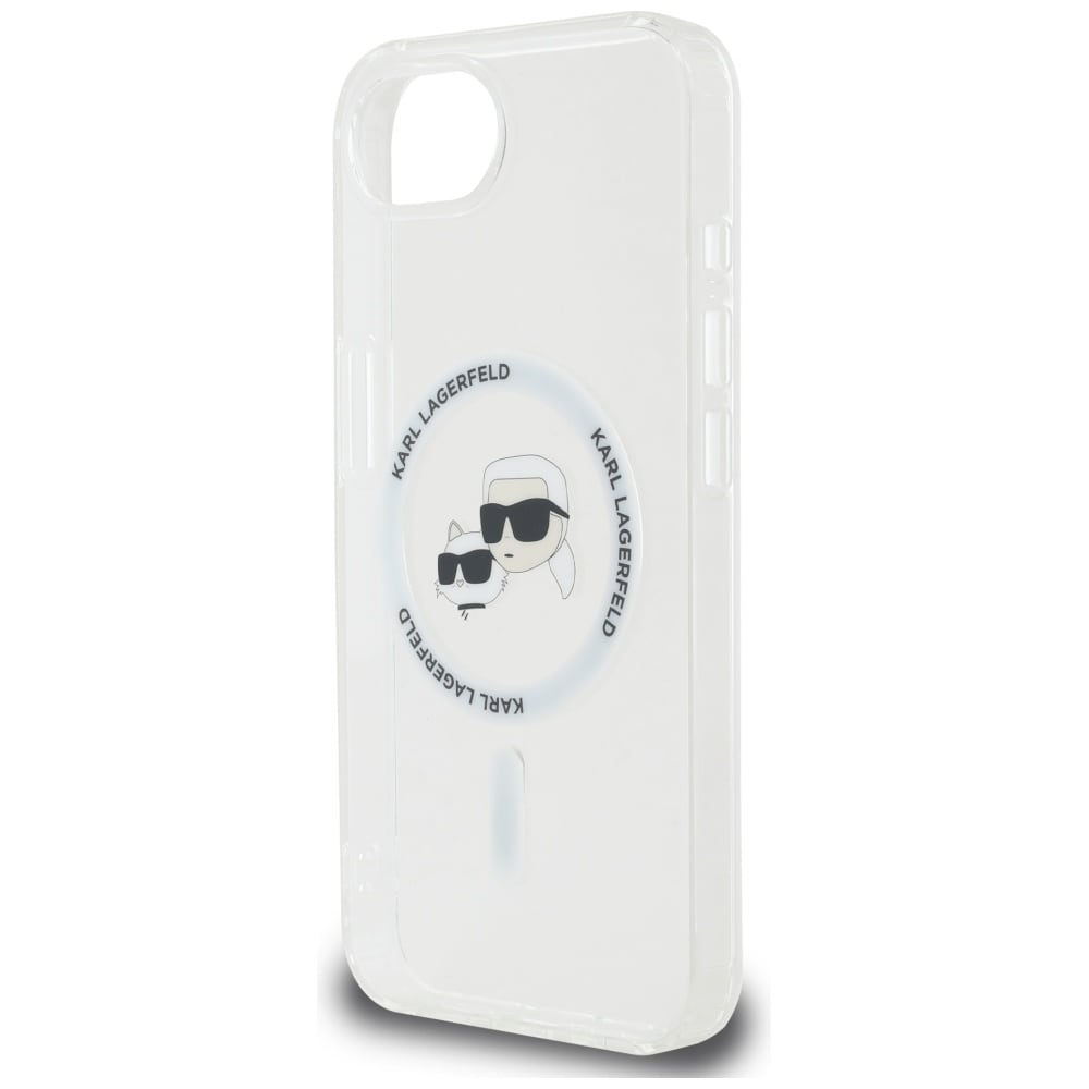 Karl Lagerfeld IML Metal Karl & Choupette Heads MagSafe iPhone 16e Etui - Hvid