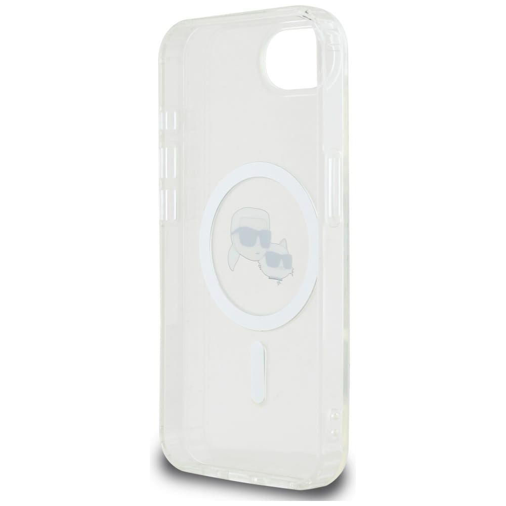 Karl Lagerfeld IML Metal Karl & Choupette Heads MagSafe iPhone 16e Etui - Hvid