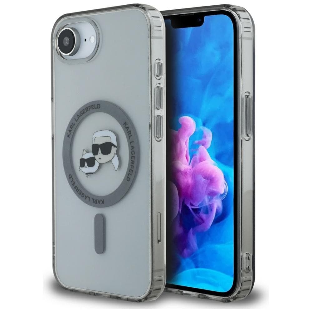 Karl Lagerfeld IML Metal Karl & Choupette Heads MagSafe iPhone 16e Etui - Sort